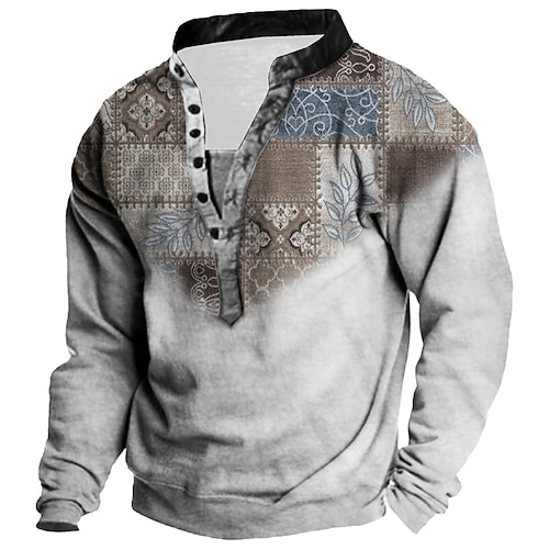 

Men's Unisex Sweatshirt Pullover Button Up Hoodie Tribal Graphic Prints Print Casual Daily Sports 3D Print Streetwear Designer Casual Clothing Apparel Hoodies Sweatshirts Long Sleeve Gray Brown