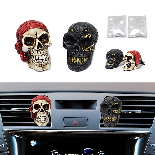 

Evil Skull Air Vent Clips Car Interior Accessories Skeleton Outlet Freshener Perfume Clips Cute Ghost Car Interior Decor Funny Ornament Christmas Decor Gifts for Men Women