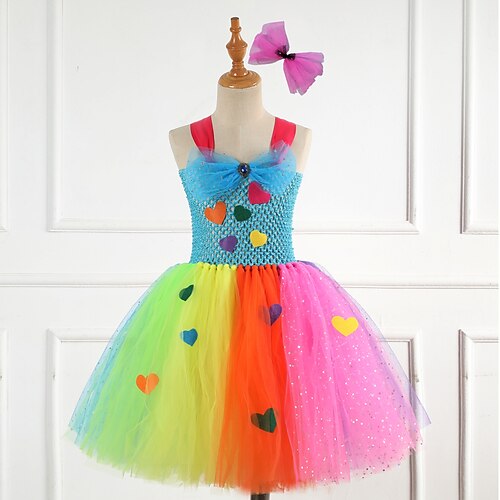 

Kids Little Girls' Dress Heart Strap Dress Christmas Performance Mesh Patchwork Multicolor Knee-length Sleeveless Princess Cute Dresses Christmas Spring Summer Loose 1 PCS 4-13 Years