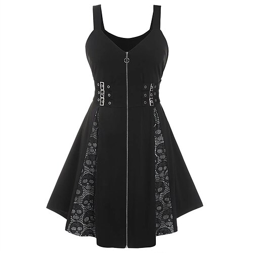 

Damen Spitzenkleid Etuikleid Violett Hellblau Grau Ärmellos Farbblock Spitze Frühling Sommer V Ausschnitt gotisch 2022 S M L XL XXL