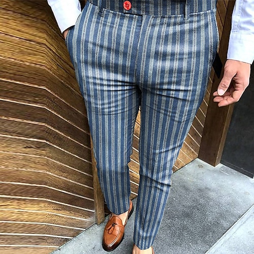 

Men's Chinos Trousers Pencil Pants Jogger Pants Pocket Stripe Comfort Soft Office Business Daily Chic & Modern Formal BlackGrey Green Micro-elastic / Spring