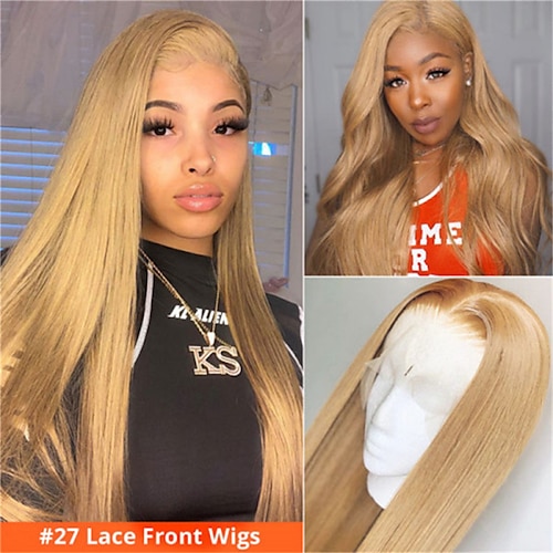 

Colored 13x4 Lace Front Wigs #27 Honey Blonde Wigs Human Hair Lace Front Wigs Glueless Wig