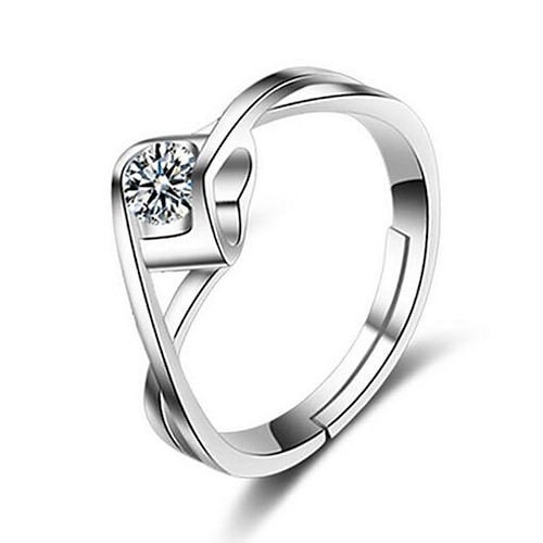 

1PC Ring Adjustable Ring For Women's AAA Cubic Zirconia White Daily Date Alloy Heart