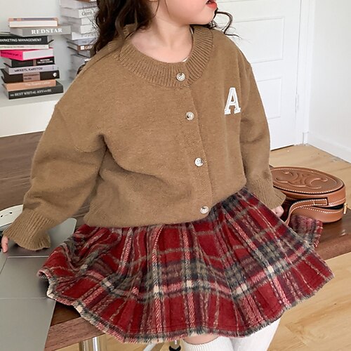 

Kids Girls' Skirt Plaid Active Daily Cotton 2-8 Years Spring Red