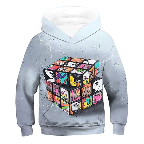 

Kids Boys Hoodie Graphic Outdoor 3D Print Long Sleeve Pocket Fashion 3-12 Years Winter Gray