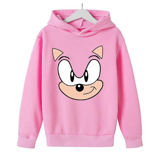 

Sonic Kids Girls' Hoodie Cartoon Outdoor 3D Print Long Sleeve Pocket Fashion 3-13 Years Winter Blue Pink Yellow