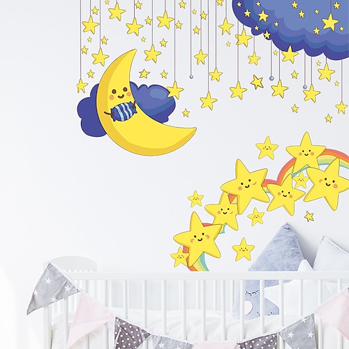 

Cartoon Stars Moon Clouds Wall Stickers Living Room Kids Room & kindergarten Removable / Pre-pasted PVC Home Decoration Wall Decal 2pcs