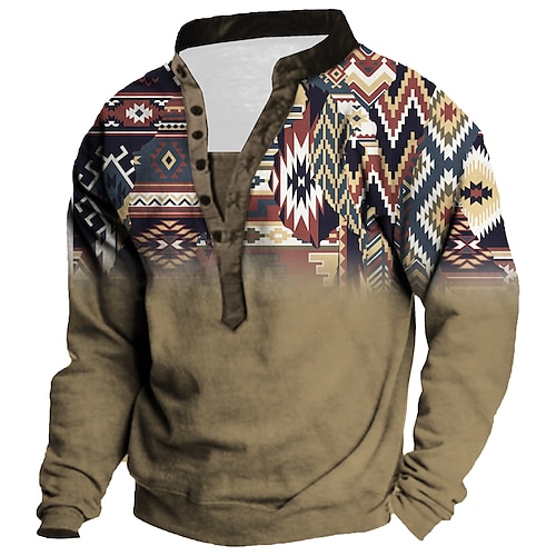 

Hombre Unisexo Sudadera Pull-over Sudadera con capucha y botones Marrón Cuello Mao Bloque de color Estampados Estampado Casual Diario Deportes Impresión 3D Ropa de calle Design Casual Primavera