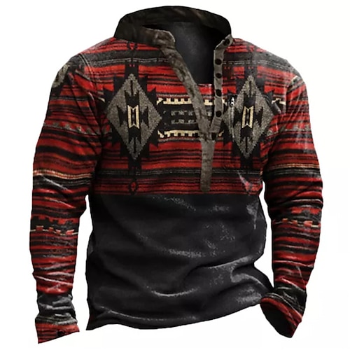 

Herren Unisex Sweatshirt Pullover Zur Seite fahren Kapuzenpullover mit Knöpfen Rote Stehkragen Farbblock Grafik-Drucke Zip Bedruckt Täglich Sport Festtage 3D-Druck Strassenmode Designer Casual