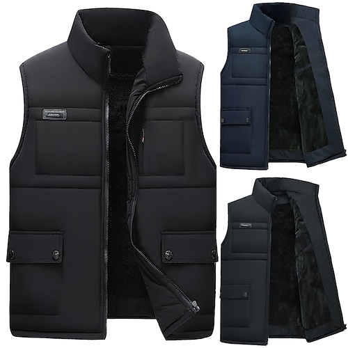 

Men's Vest Outdoor clothing Casual Daily Fall Winter Regular Coat Regular Fit Windproof Rain Waterproof Warm Quick Dry Casual Daily Windbreaker Jacket Sleeveless Solid Color with Pockets Slim Fit