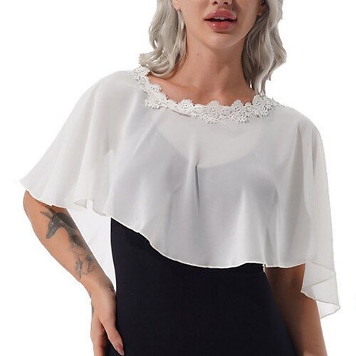 

Shawl Wrap Shawls Women's Wrap Ladies Pure Sleeveless Chiffon Wedding Wraps With Lace For Party Spring Summer