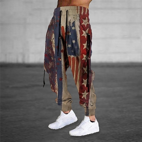 

Men's Sweatpants Joggers Trousers Drawstring Elastic Waist Ribbon Graphic Prints Comfort Breathable Sports Outdoor Casual Daily Cotton Blend Terry Streetwear Designer Red Micro-elastic / Elasticity