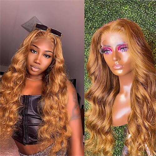 

13x4 Lace Front Wig #30 Light Brown Color HD Lace Front Wigs 14-30inch Ombre Human Hair Wigs