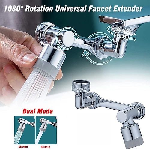 

Faucet Extender 1080 Degree Extension, Universal Faucet Aerator Splash Kitchen Tap Filter Nozzle Bubbler Bathroom Kitchen Washroom 2 Spray Modes Faucet Aerator Attachment