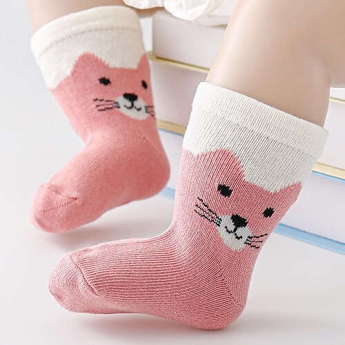 

Kids Girls' 5 Pairs Children's Day Socks Multicolor Color Block Patchwork Spring Fall Sweet Daily Wear 1-12 Years