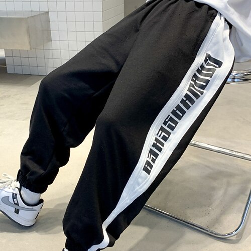 

Kids Boys Pants Gray Black Letter Fall Winter Active Vacation 3-13 Years