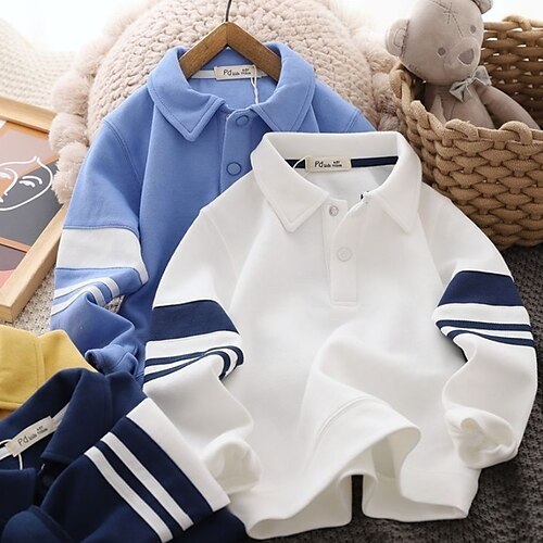 

Kids Boys T shirt Solid Color Daily Long Sleeve Fashion Cotton 3-12 Years Winter White