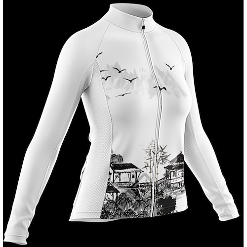 

Women's Cycling Jersey Long Sleeve Bike Jersey with 3 Rear Pockets Mountain Bike MTB Road Bike Cycling Cycling Breathable Ultraviolet Resistant Quick Dry White Polyester Sports Clothing Apparel