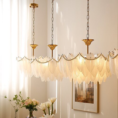 

krystal pendel, 50 cm (19,6 tommer) kreativt fjerdesign 1 lampe, vintage pendel med enkelt hoved, moderne pendel med perlekæde