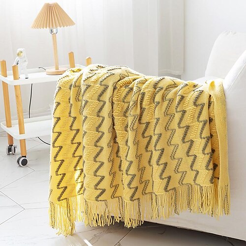 

Knitted Throw Blanket for Couch Soft Farmhouse Boho Throw Blanket with Tassels Home Decorative Lightweight Throw Blankets,Rust Throws for Bed/Chair/Sofa 130170cm