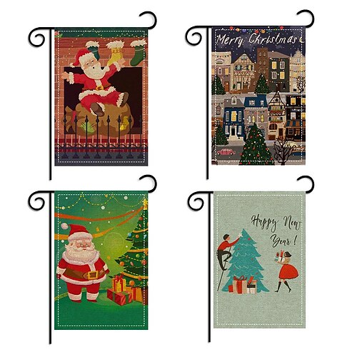 

Linen Garden Flag Christmas Merry Christmas Flag Holiday Decoration Flag