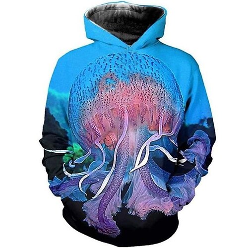 

Kids Boys Hoodie Animal Outdoor 3D Print Long Sleeve Pocket Fashion 3-13 Years Winter Blue