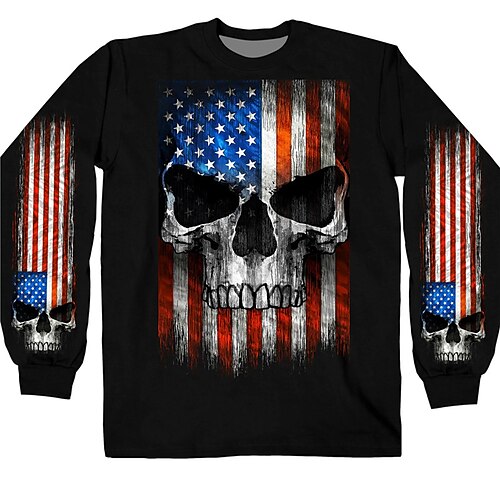 

Men's Unisex Sweatshirt Pullover Black Crew Neck Skull Graphic Prints National Flag Print Daily Sports Holiday 3D Print Basic Streetwear Casual Spring & Fall Clothing Apparel Hoodies Sweatshirts