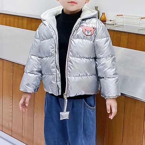 

Kids Unisex Coat Outerwear Cartoon Long Sleeve Coat Daily Cute Cool Black Silver Pink Winter Fall 2-6 Years