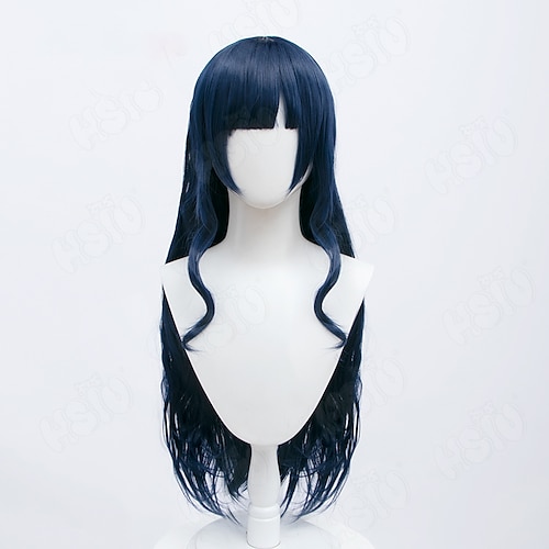 

Gaia Cosplay Wig Game Final Fantasy XIV FF14 Cosplay HSIU Navy blue long Synthetic HairFree wig Cap Gaia wig