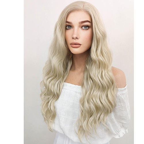 

Game of Thrones Daenerys Targaryen Long Curly Light Ash Blonde Synthetic Hair Wig Halloween Cosplay Party Wigs