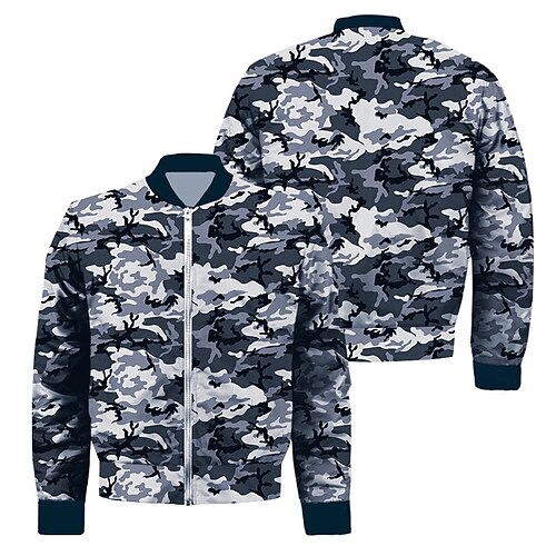 

Men's Jacket Windproof Street Zipper Graphic Camo / Camouflage 3D Printed Graphic Stand Collar Streetwear Jacket Outerwear Long Sleeve Pocket Winter