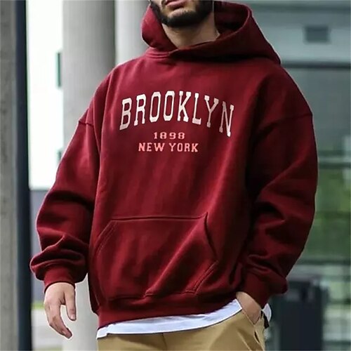 

Men's Hoodie Green Red Hooded Graphic Letter Print Sports & Outdoor Streetwear Cool Designer Casual Winter Fall Clothing Apparel Hoodies Sweatshirts Long Sleeve / Spring