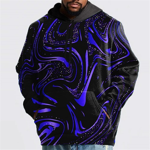 

Men's Plus Size Hoodie Big and Tall Abstract Hooded Long Sleeve Spring Fall Basic Designer Plus Size Casual Daily Sports Tops