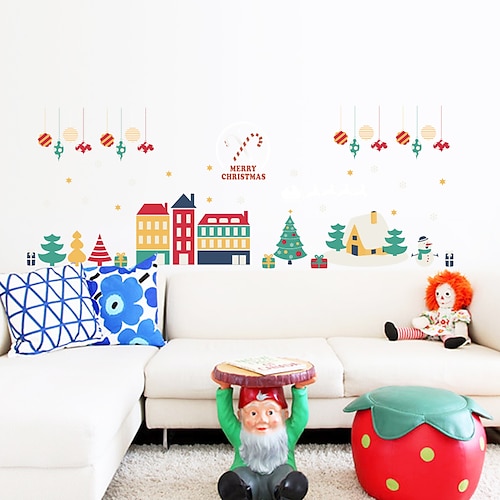 

Christmas Colored Drop Balls Christmas House Holiday window Glass Background Decoration Can Be Removed Stickers