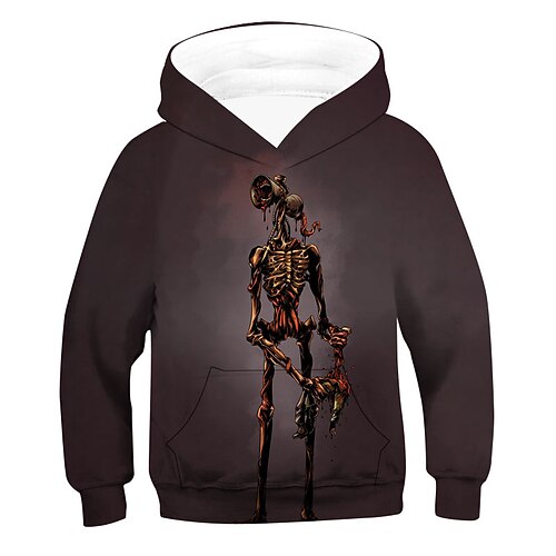 

Kids Boys Hoodie Graphic Outdoor 3D Print Long Sleeve Pocket Fashion 3-12 Years Winter Gray