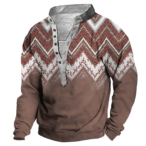 

Men's Unisex Sweatshirt Pullover Button Up Hoodie Coffee Standing Collar Color Block Graphic Prints Print Casual Daily Sports 3D Print Boho Streetwear Designer Spring & Fall Clothing Apparel Hoodies