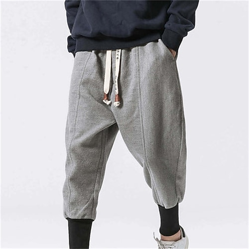 

Men's Sweatpants Joggers Trousers Winter Pants Drawstring Elastic Waist Solid Color Comfort Warm Casual Daily Streetwear Cotton Blend Sports Fashion Black Light gray Micro-elastic / Elasticity