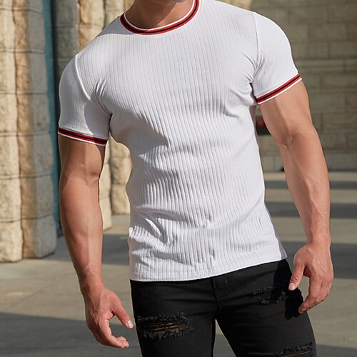 

Men's T shirt Tee Solid Color Crew Neck White Black Daily Holiday Short Sleeve Clothing Apparel Lightweight Casual Comfortable / Summer / Spring / Summer
