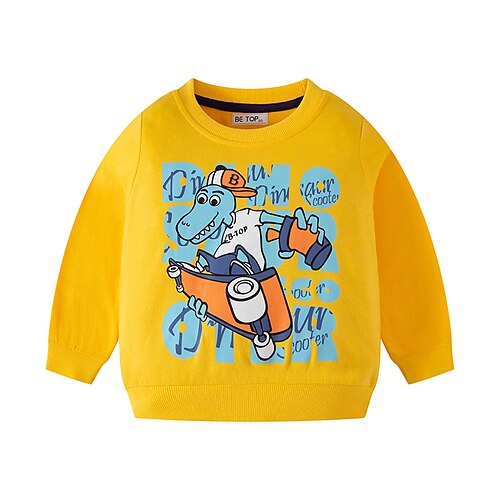 

Kids Boys Sweatshirt Cartoon School Long Sleeve Active 2-8 Years Winter Black Yellow