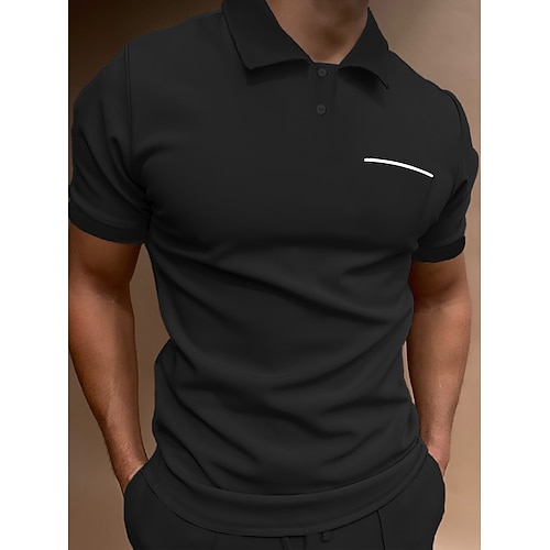 

Men's Collar Polo Shirt Golf Shirt Solid Color Turndown Green Black Outdoor Casual Short Sleeve Button-Down Clothing Apparel Casual Slim Fit / Summer / Summer / Work