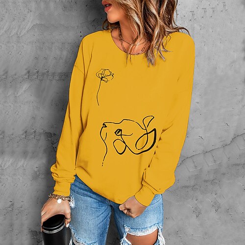 

Women's Sweatshirt Pullover Cat Print Daily Sports Hot Stamping Active Streetwear Clothing Apparel Hoodies Sweatshirts White Black