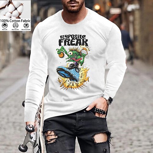 

Men's Unisex T shirt Tee Letter Shoe Crew Neck Green Navy Blue Gray White Print Outdoor Street Long Sleeve Print Clothing Apparel Cotton Sports Designer Simple Casual