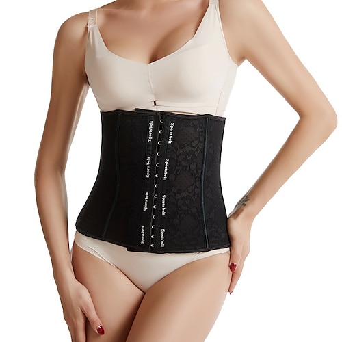 

Corset Women's Waist Trainer Shapewears Party Evening Running Walking Black Khaki Sport Underbust Corset Hook Eye Tummy Control Embroidery Flower All Seasons