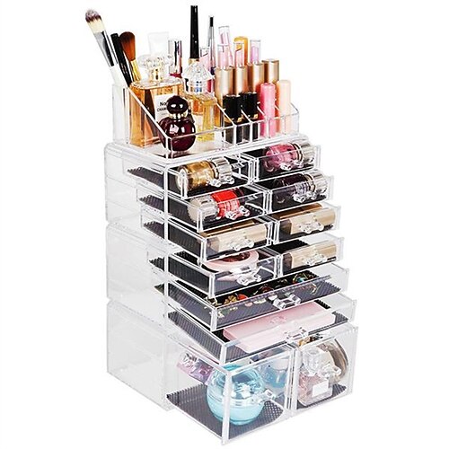 

4Pcs/Set Plastic Cosmetics Storage Rack Transparent