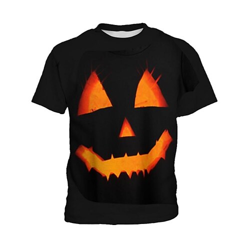 

Kids Boys Halloween T shirt Graphic Party 3D Print Short Sleeve Crewneck Cool 4-12 Years Winter Black