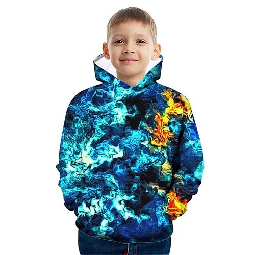 

Kids Boys Hoodie Graphic Outdoor 3D Print Long Sleeve Pocket Fashion 3-12 Years Winter Blue