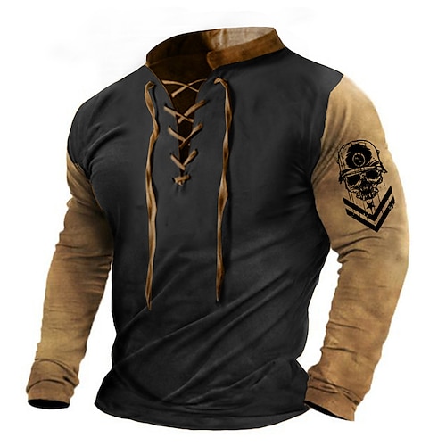 

Men's Unisex Sweatshirt Pullover Black Standing Collar Color Block Skull Graphic Prints Lace up Print Casual Daily Sports 3D Print Streetwear Designer Casual Spring Fall Clothing Apparel Hoodies