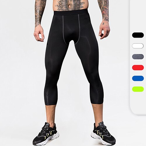 

Men's Running Tights Leggings Compression 3/4 Pants Compression Clothing Athletic Athleisure Spandex Breathable Quick Dry Moisture Wicking Fitness Gym Workout Running Sportswear Activewear Color Block