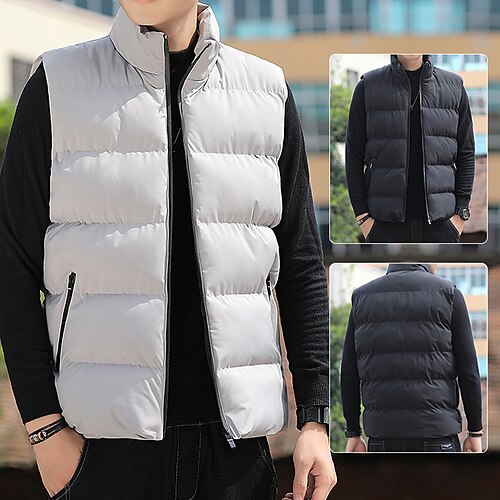 

Men's Hiking Vest Quilted Puffer Vest Winter Outdoor Thermal Warm Windproof Breathable Quick Dry Down Jacket Coat Top Skiing Fishing Climbing Wine Black Grey Red Navy Blue / Sleeveless / Lightweight