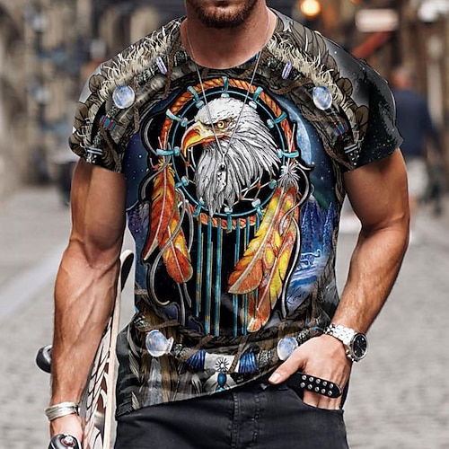 

Men's Unisex T shirt Tee Bird Graphic Prints Crew Neck Blue 3D Print Outdoor Street Short Sleeve Print Clothing Apparel Sports Designer Casual Big and Tall / Summer / Summer